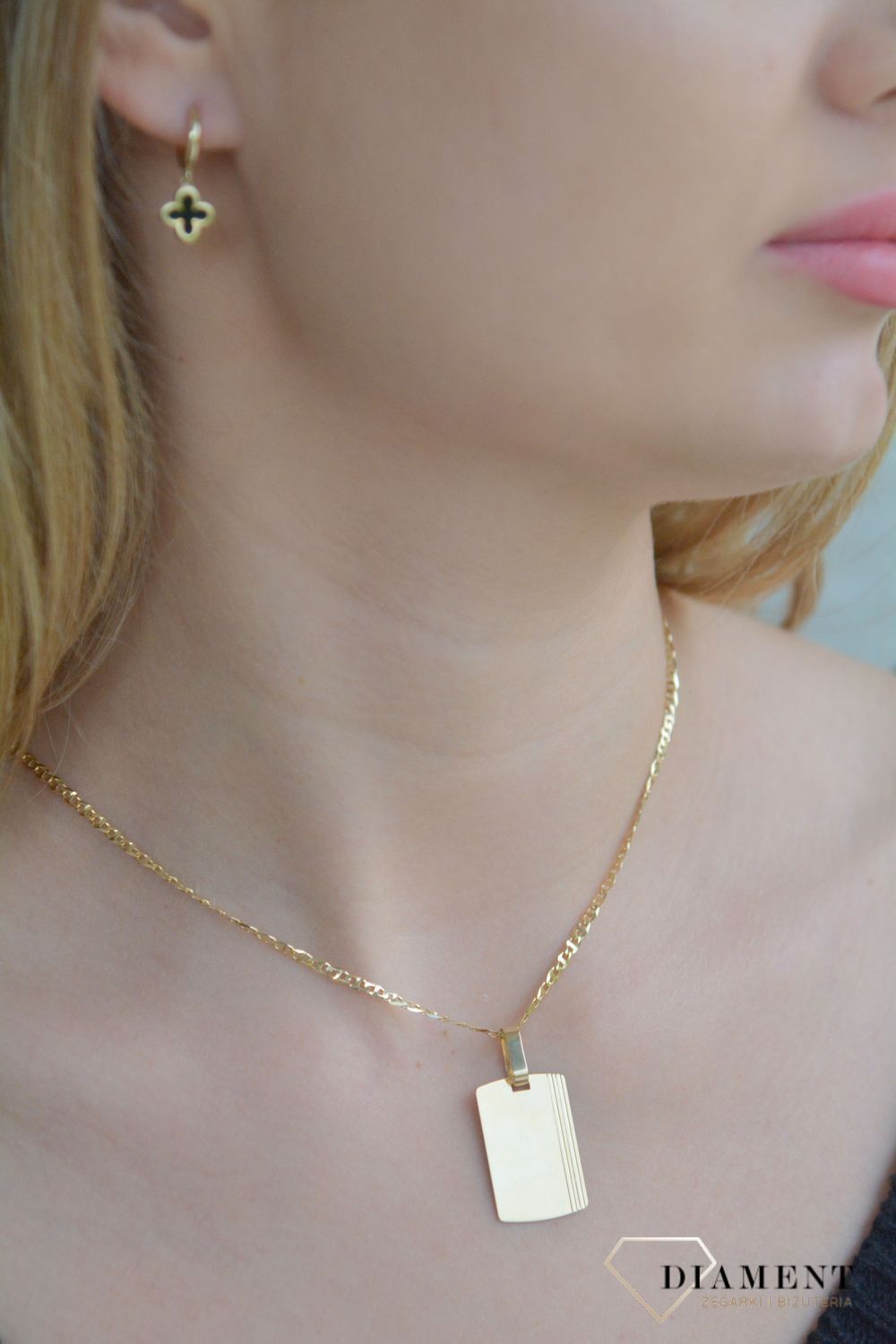 Złota zawieszka 585 blaszka Nieśmiertelnik do graweru ZA 6211C.jpg